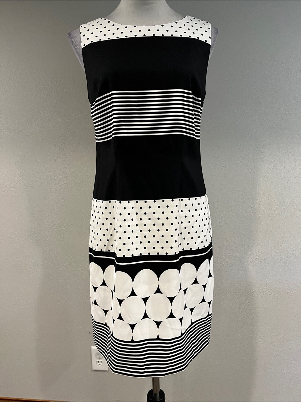 Alyx Black & White striped & dots print Sleeveless Shift Dress size 6